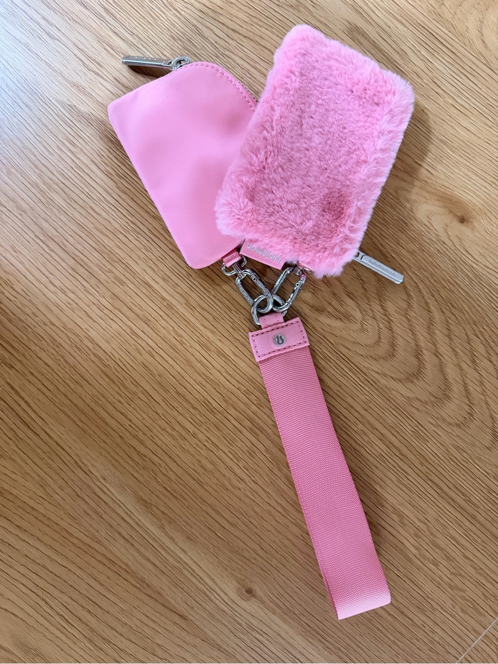 lululemon athletica Pink Faux-Fur Pouch & Strap Accessory Set